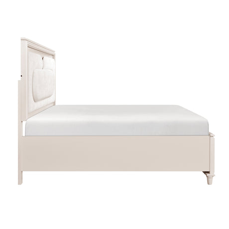 Lunaris Beige Queen Platform Bed with Footboard Storage by Homelegance at Eve Furniture
