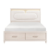 Lunaris Beige Queen Platform Bed with Footboard Storage by Homelegance at Eve Furniture
