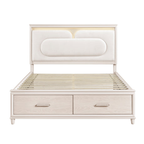 Lunaris Beige Storage Platform Bedroom Set by Homelegance at Eve Furniture