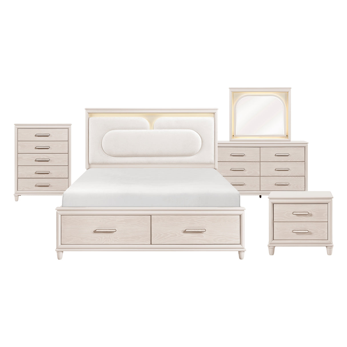 Lunaris Beige Storage Platform Bedroom Set by Homelegance at Eve Furniture