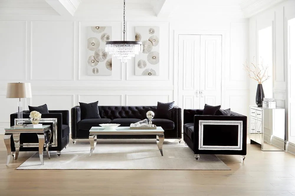 Luna White/Chrome Square End Table by Coaster at Eve Furniture