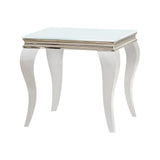 Luna White/Chrome Square End Table by Coaster at Eve Furniture