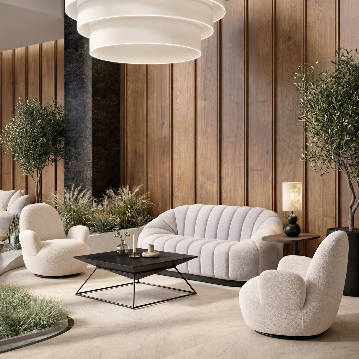 Lunet Ivory Swivel Chair by Zuomod at Eve Furniture