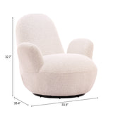 Lunet Ivory Swivel Chair by Zuomod at Eve Furniture