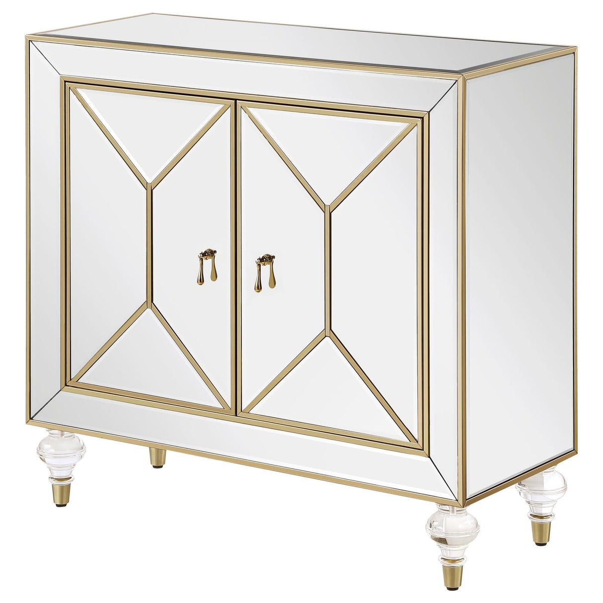 Lupin Mirror/Champagne 2-Door Accent Cabinet