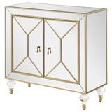 Lupin Mirror/Champagne 2-Door Accent Cabinet by Coaster at Eve Furniture