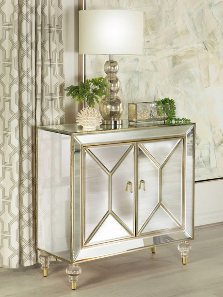 Lupin Mirror/Champagne 2-Door Accent Cabinet by Coaster at Eve Furniture