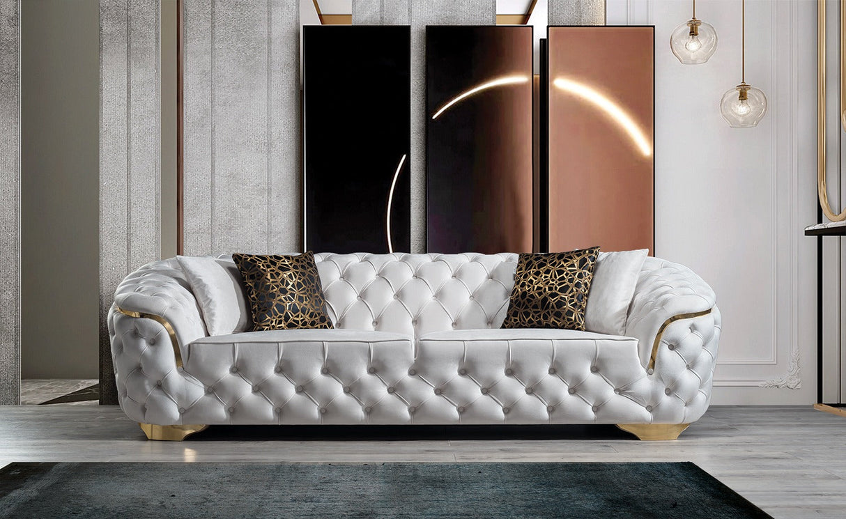 Lupino Ivory Velvet Sofa