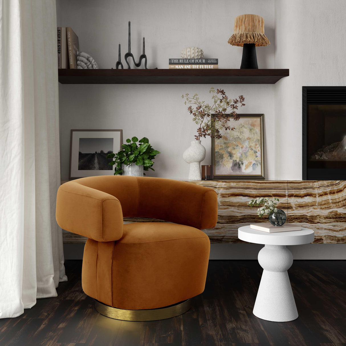 Lupita White Side Table by TOV Furniture at Eve Furniture