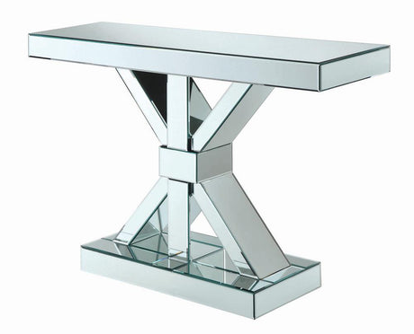 Lurlynn Clear Mirror X-Shaped Base Console Table