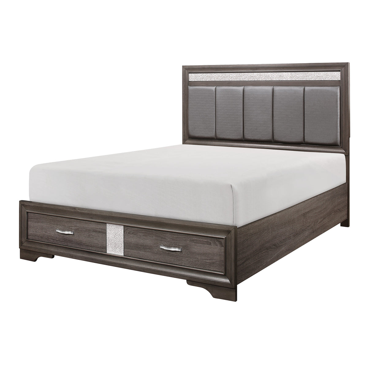 Luster Gray California King Upholstered Storage Platform Bed by Homelegance at Eve Furniture