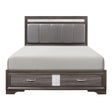 Luster Gray California King Upholstered Storage Platform Bed by Homelegance at Eve Furniture