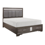 Luster Gray King Upholstered Storage Platform Bed by Homelegance at Eve Furniture