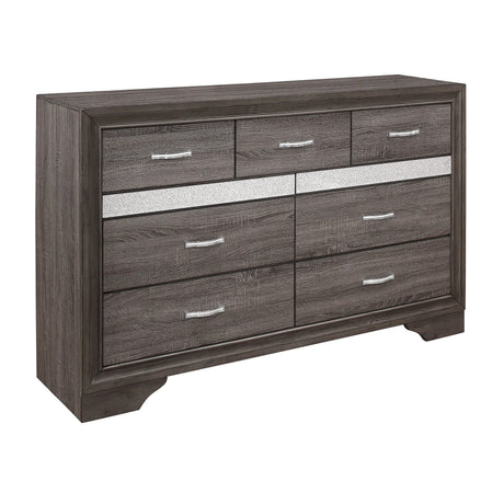 Luster Gray Upholstered Storage Platform Bedroom Set by Homelegance at Eve Furniture