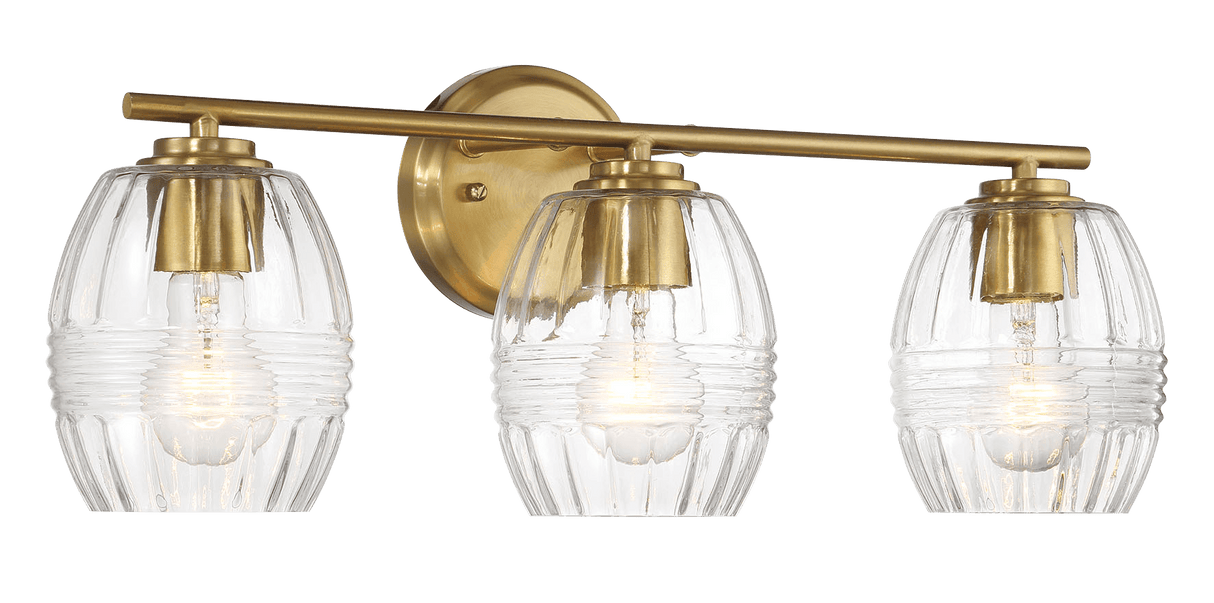 Luster Three Lights Vanity With Clear Glass for Bathrooms above Mirror  Wall Lamp - Satin Brass