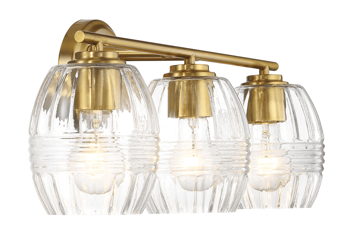 Luster Three Lights Vanity With Clear Glass for Bathrooms above Mirror  Wall Lamp - Satin Brass