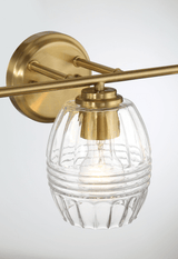 Luster Three Lights Vanity With Clear Glass for Bathrooms above Mirror  Wall Lamp - Satin Brass