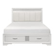 Luster White California King Upholstered Storage Platform Bed by Homelegance at Eve Furniture