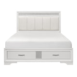 Luster White California King Upholstered Storage Platform Bed by Homelegance at Eve Furniture