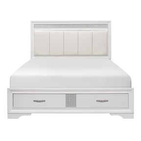 Luster White California King Upholstered Storage Platform Bed by Homelegance at Eve Furniture