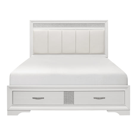 Luster White California King Upholstered Storage Platform Bed by Homelegance at Eve Furniture