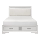 Luster White King Upholstered Storage Platform Bed by Homelegance at Eve Furniture