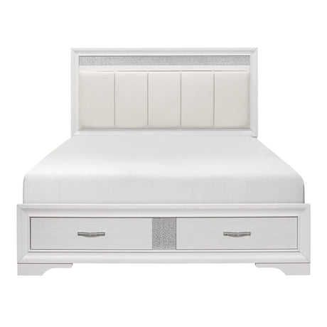 Luster White King Upholstered Storage Platform Bed by Homelegance at Eve Furniture