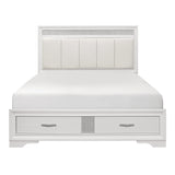Luster White Queen Upholstered Storage Platform Bed by Homelegance at Eve Furniture