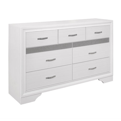 Luster White Upholstered Storage Platform Bedroom Set by Homelegance at Eve Furniture