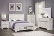 Luster White Upholstered Storage Platform Bedroom Set by Homelegance at Eve Furniture