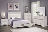Luster White Upholstered Storage Platform Bedroom Set by Homelegance at Eve Furniture