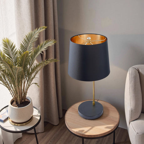 Lustrous Table Lamp - Black outer and Gold inner by Ashcroft Furniture at Eve Furniture