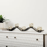 Lux Copper Metal Five Hurricane Glass Holder Table Candle Holder by Mercana at Eve Furniture