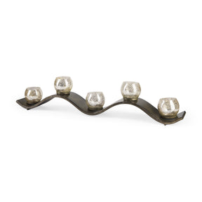 Lux Copper Metal Five Hurricane Glass Holder Table Candle Holder by Mercana at Eve Furniture