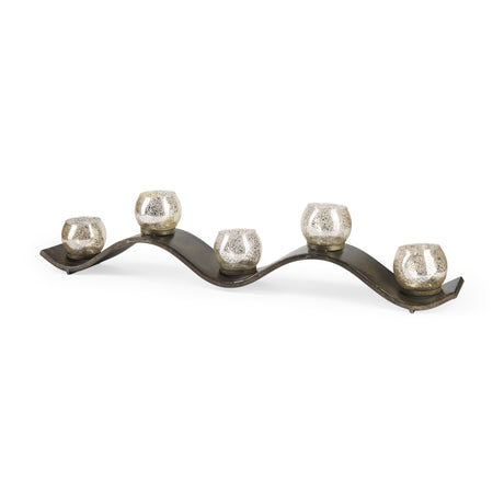 Lux Copper Metal Five Hurricane Glass Holder Table Candle Holder by Mercana at Eve Furniture