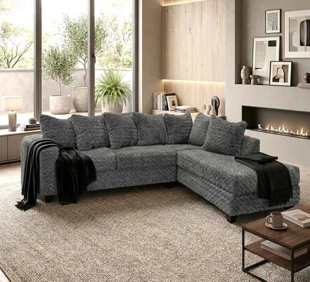 Luxe Charcoal RAF Sectional by Happy Homes at Eve Furniture