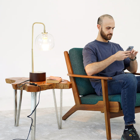 LuxeRay Simple Glass Globe Arched Table Lamp by Ashcroft Furniture at Eve Furniture