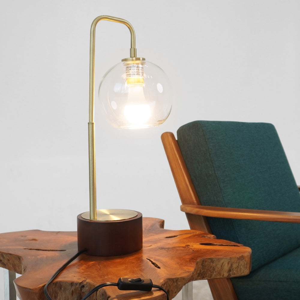 LuxeRay Simple Glass Globe Arched Table Lamp by Ashcroft Furniture at Eve Furniture