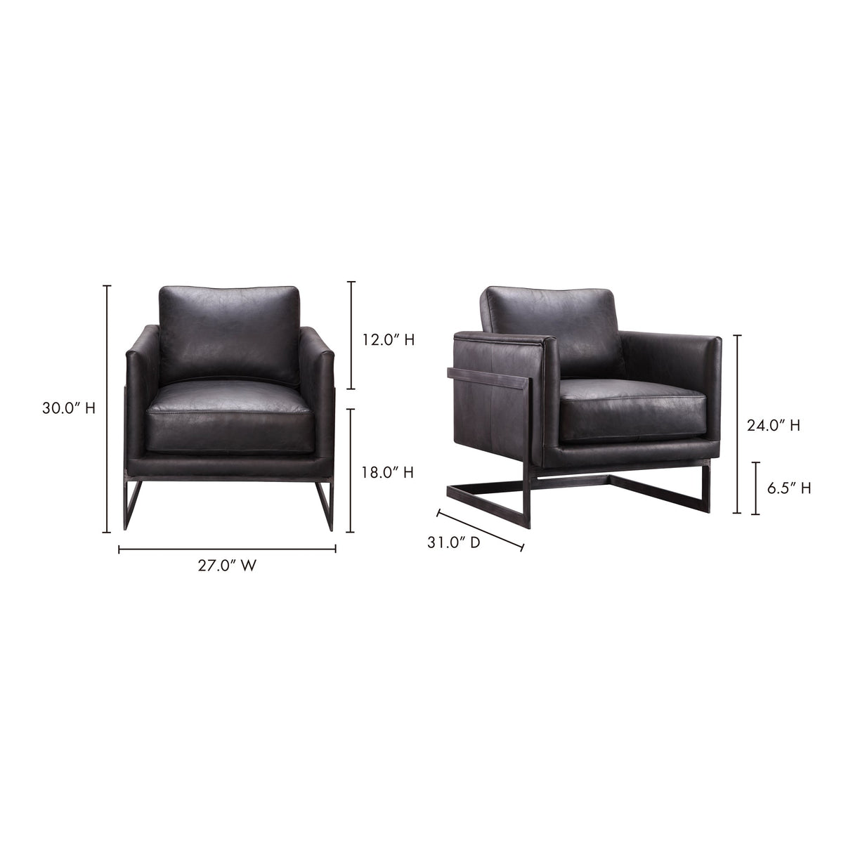 Luxley Black Club Chair by Moe's Home at Eve Furniture