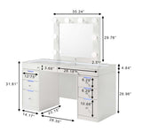 Luxo White Vanity Set w/LED Mirror & Stool