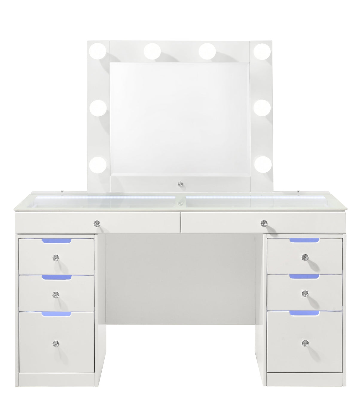 Luxo White Vanity Set w/LED Mirror & Stool