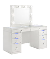 Luxo White Vanity Set w/LED Mirror & Stool