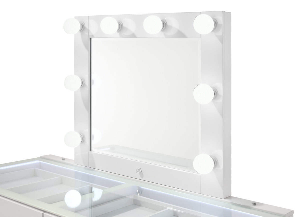 Luxo White Vanity Set w/LED Mirror & Stool