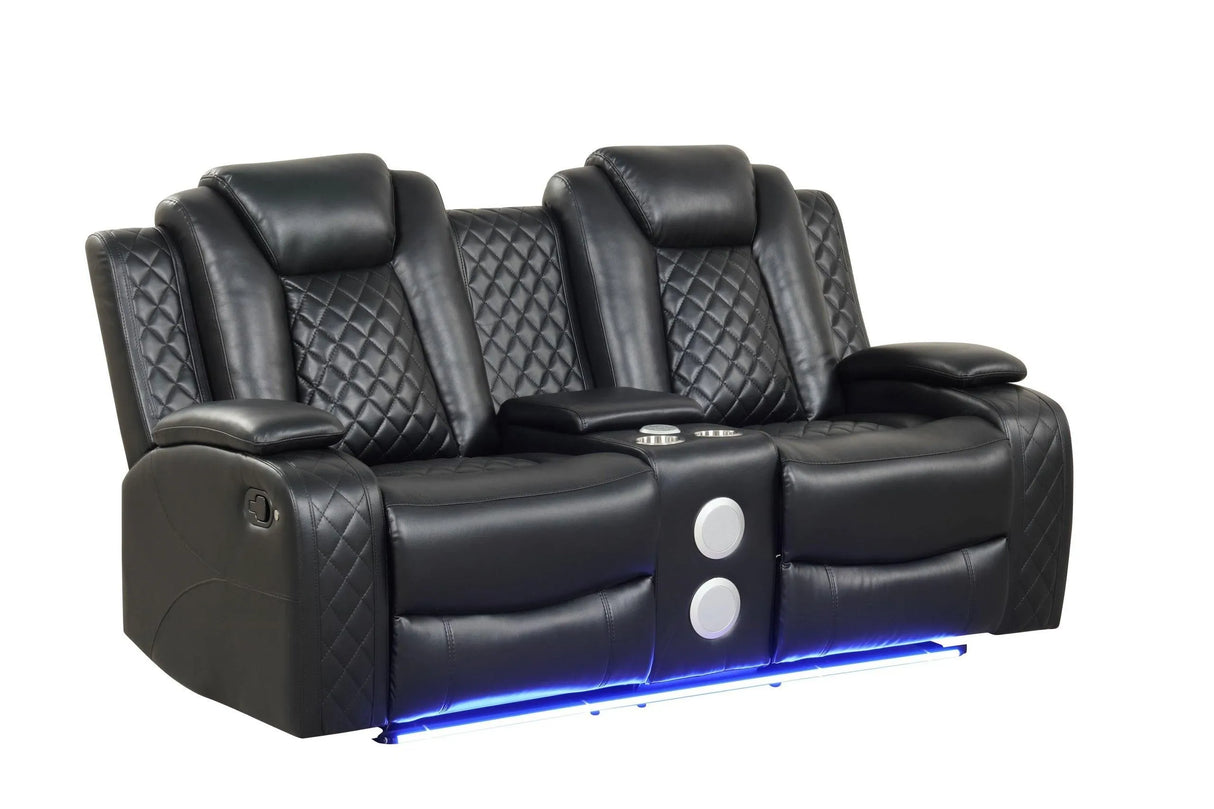 Luz Black 3-Piece Reclining Living Room Set by Happy Homes at Eve Furniture