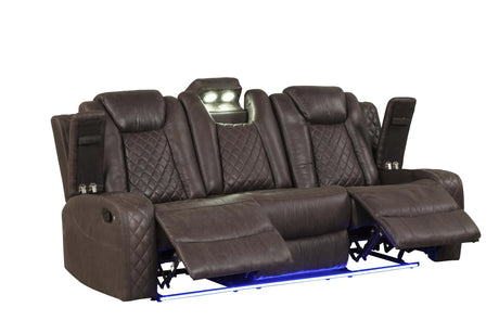 Luz Chocolate 3-Piece Reclining Living Room Set by Happy Homes at Eve Furniture