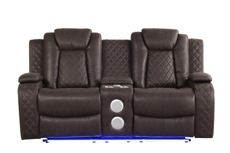 Luz Chocolate 3-Piece Reclining Living Room Set by Happy Homes at Eve Furniture