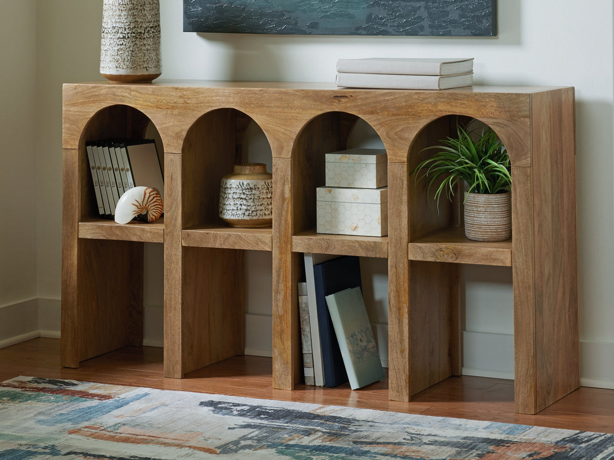 Luzmanacy Natural Brown Console Sofa Table