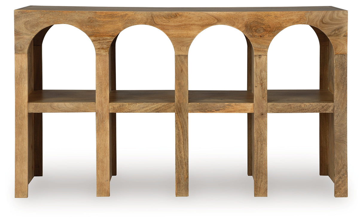 Luzmanacy Natural Brown Console Sofa Table