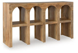 Luzmanacy Natural Brown Console Sofa Table by Ashley at Eve Furniture