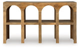 Luzmanacy Natural Brown Console Sofa Table by Ashley at Eve Furniture